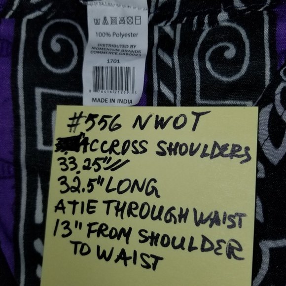 SYMMER Coverup NWOT Ornate Black White Purple Polyester Cover - Picture 9 of 10